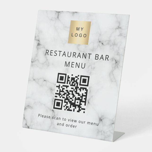 Signe De Table Code QR restaurant café bar menu scanner logo marb (Recto)