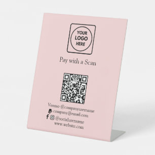 Signe De Table Code QR rose Paiement professionnel Zelle & PayP