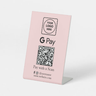 Signe De Table Code QR rose   Paiement sans contact Google Pay