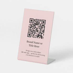 Signe De Table Code QR Rose Pâle   Créez Votre Propre Design Pers