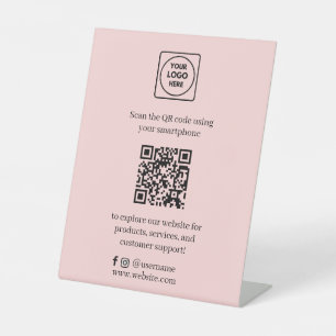 Signe De Table Code QR rose   Scannez-moi Médias Sociaux Entrepri