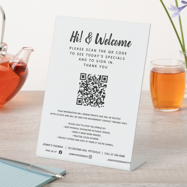 Signe De Table Code QR sans contact client entreprise personnalis (In SItu)