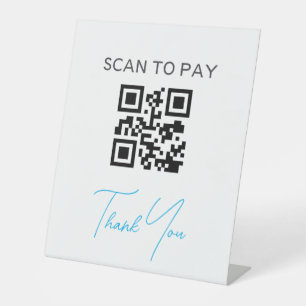 Signe De Table Code QR sans contact Payable numérisable noir blan