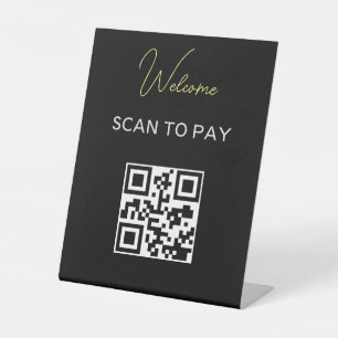 Signe De Table Code QR sans contact Payable numérisable noir blan