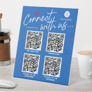 Signe De Table Code QR se connecter avec nous moderne logo de scr