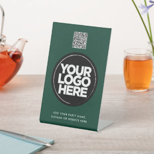 Signe De Table Code QR simple avec logo et texte personnalisés