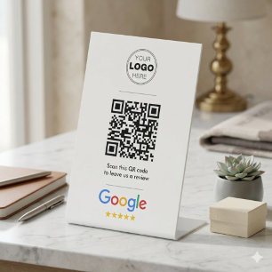 Signe De Table Code QR simple et minimaliste pour les avis Google