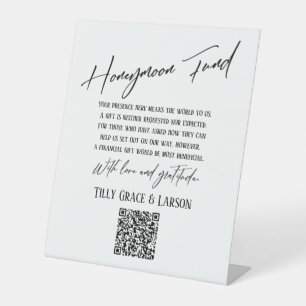 Signe De Table Code QR simple typographie Caisse de Lune de Miel