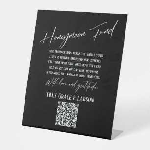 Signe De Table Code QR simple typographie pour cagnotte de lune d