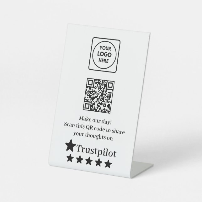 Signe De Table Code QR Trustpilot | Affichage du lien de révision (Recto)