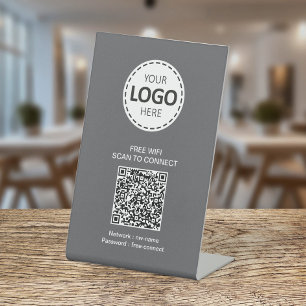 Signe De Table Code QR WIFI et logo d'entreprise