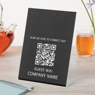 Signe De Table Code QR Wifi Mot de passe et nom de réseau Blanc