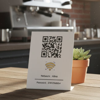 Signe De Table Code QR Wifi personnalisé | Mot de passe réseau mo