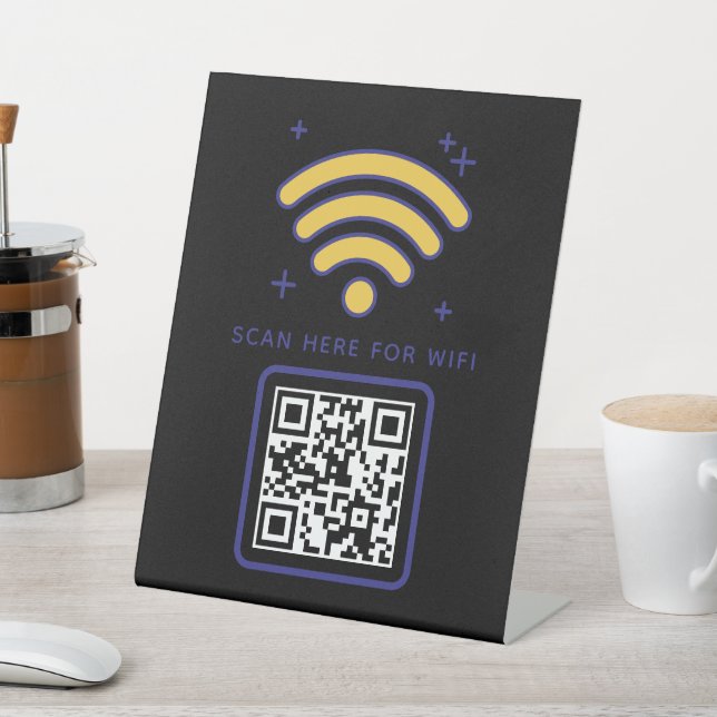 Signe De Table Code QR Wifi Scan pour se connecter autocollant  (In SItu)