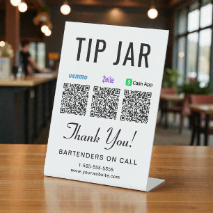 Signe De Table Codes QR de pourboire Venmo Zelle Cashapp