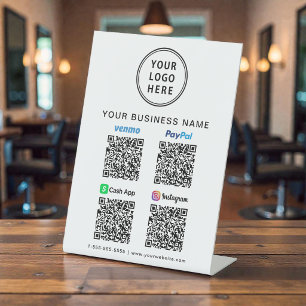 Signe De Table Codes QR Logo Paypal Venmo CashApp Instagram