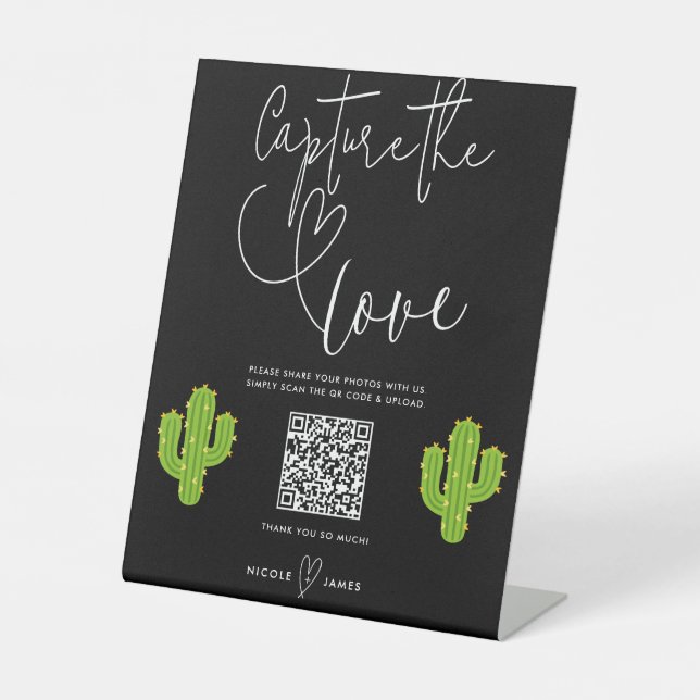 Signe De Table Coeur jaune Cactus Fiesta Love Capturer l'amour (Recto)