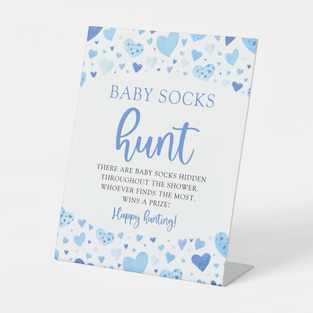 Signe De Table Coeurs bleus Valentine Baby Chaussettes Chasse Bab (Recto)