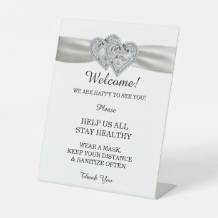 Signe De Table Coeurs de diamant Sécurité des Mariages de ruban b