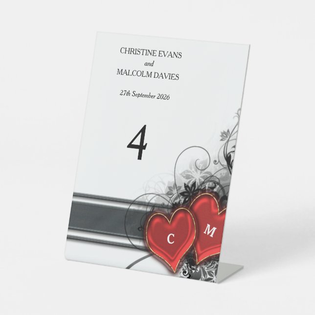 Signe De Table Coeurs et rouleaux (Recto)