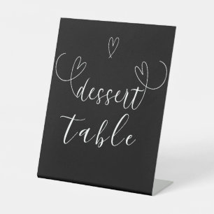 Signe De Table Coeurs modernes Noir Blanc Mariage Dessert Table