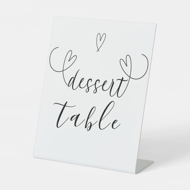 Signe De Table Coeurs modernes Noir Blanc Mariage Dessert Table (Recto)
