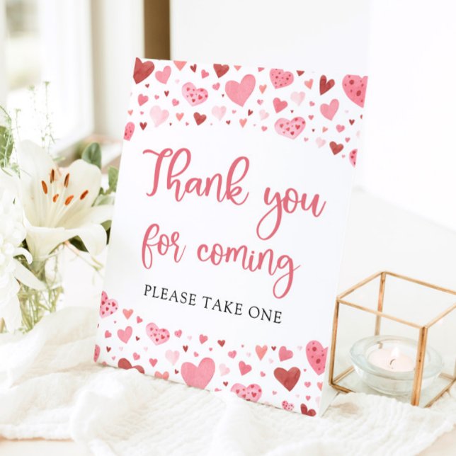 Signe De Table Coeurs Rouges Roses Valentine Merci Pour Venir (Créateur téléchargé)
