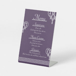 Signe De Table Cœurs Tissés Celtiques sur Présentoir Violet
