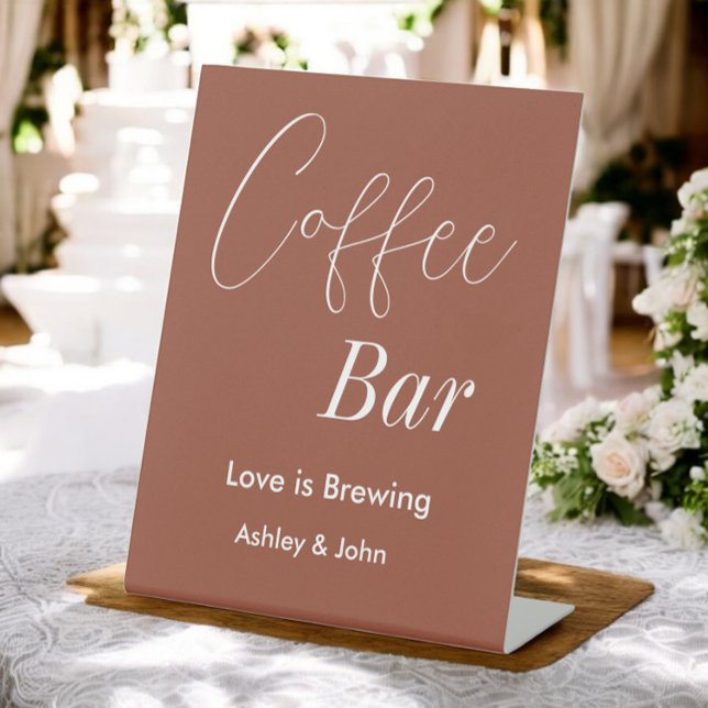 Signe De Table Coffee Bar Brown Terracotta Mariage Signal Pedesta (Créateur téléchargé)