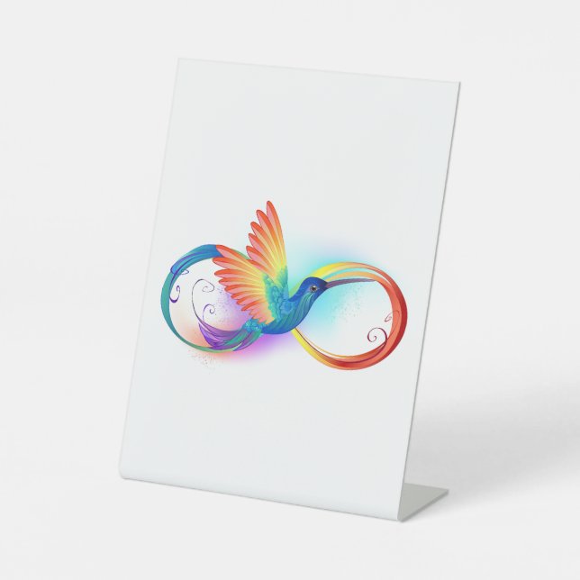Signe De Table Colibri arc-en-ciel avec symbole Infinity (Recto)