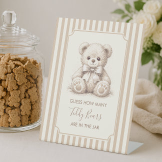 Signe De Table Combien d'ours en peluche marron rayures bébé ador