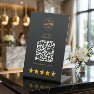 Signe De Table Commentaires sur le code QR du charbon de bois or 