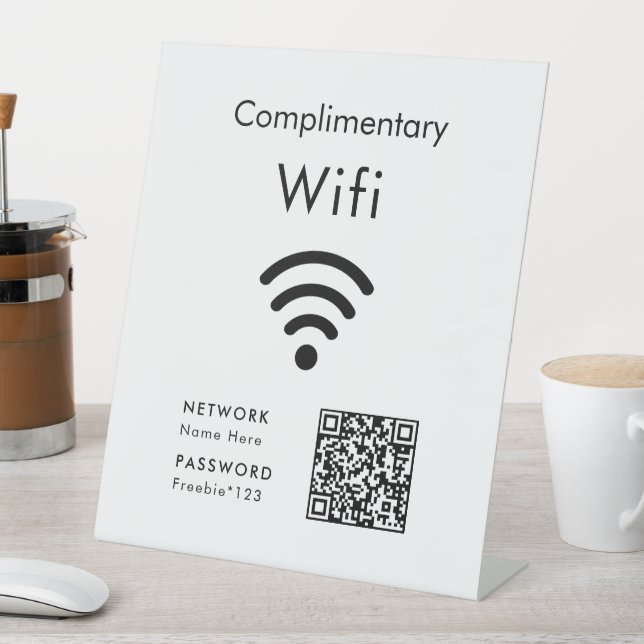 Signe De Table Complimentary Wifi Code Black & White (In SItu)