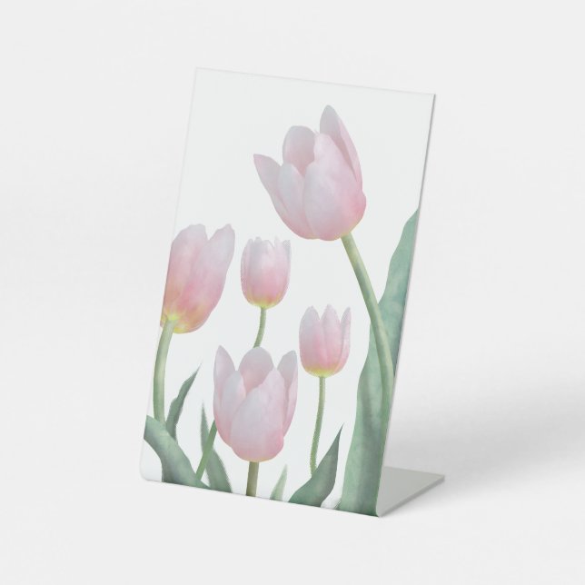 Signe De Table Conception florale de tulipes pastel (Recto)
