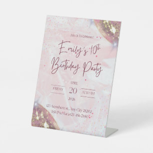 Signe De Table Confetti rose et or Anniversaire Pe