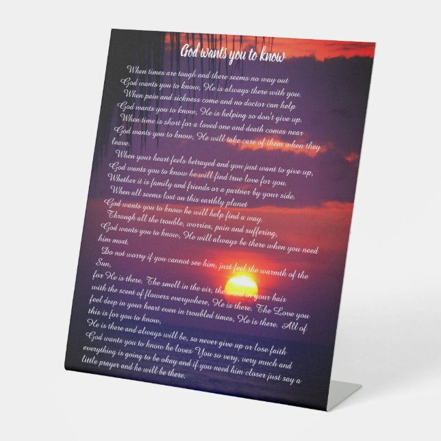 Signe De Table Connaître Dieu (Recto)