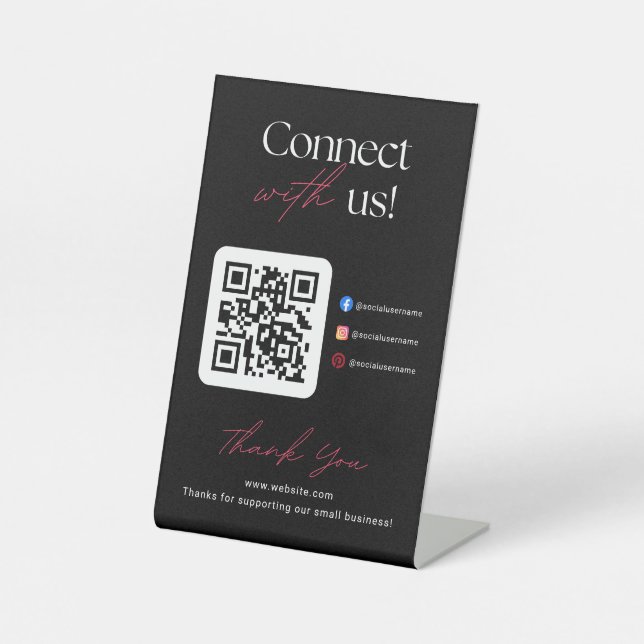 Signe De Table Connect With Us Social Media QR Code Business  (Recto)