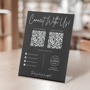 Signe De Table Connectez-vous à nous Code QR des médias sociaux p