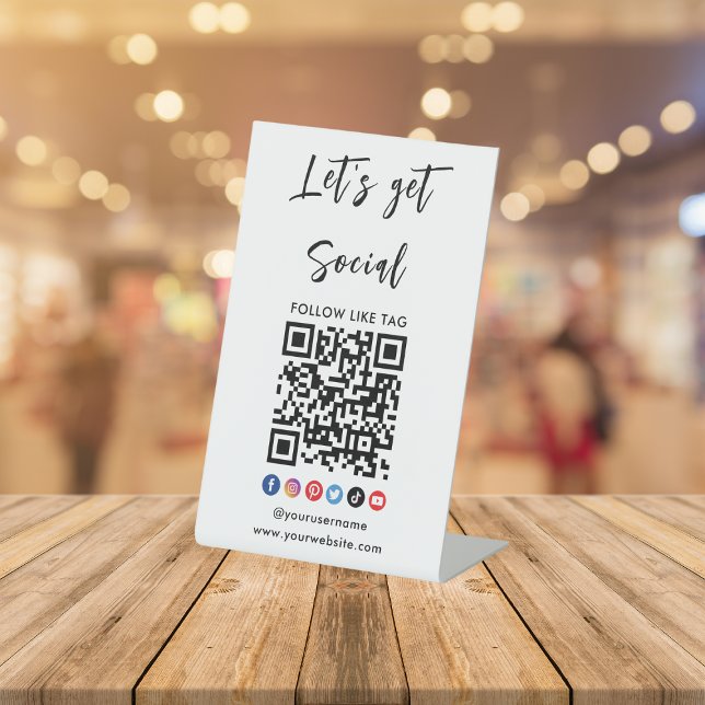 Signe De Table Connectez-vous à Us Qr Code Professionnel Blanc (Créateur téléchargé)