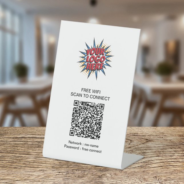 Signe De Table Connectez-vous au logo d'entreprise WIFI QR Code (Créateur téléchargé)