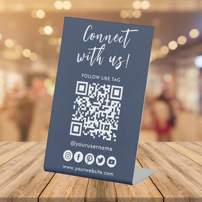 Signe De Table Connectez-vous aux médias sociaux américains Code  (Créateur téléchargé)