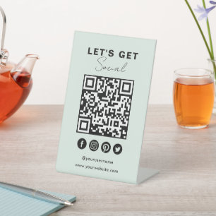 Signe De Table Connectez-Vous Aux Médias Sociaux Américains QR Co