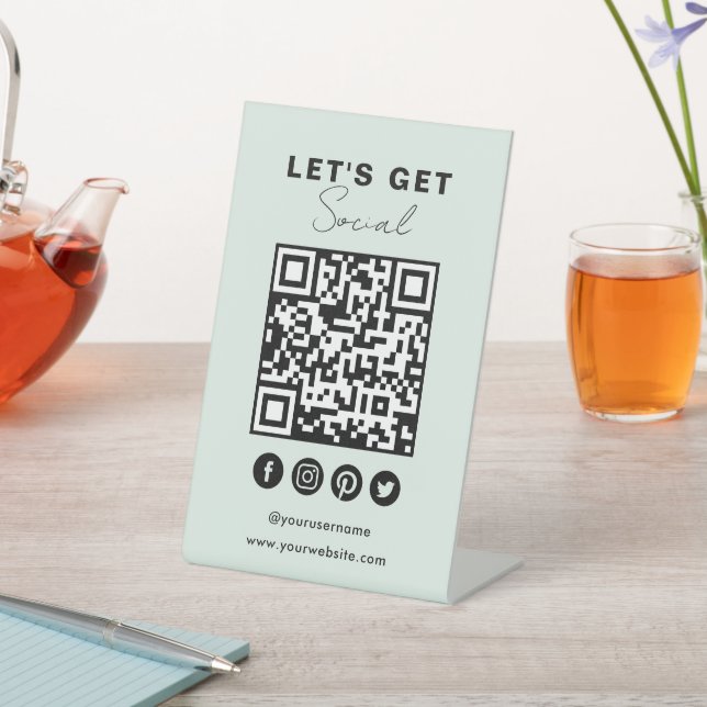 Signe De Table Connectez-Vous Aux Médias Sociaux Américains QR Co (In SItu)