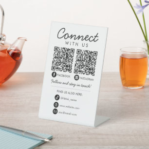 Signe De Table Connectez-vous aux médias sociaux américains QR Co