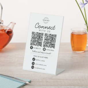 Signe De Table Connectez-vous aux médias sociaux américains QR Co