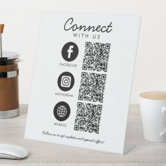 Signe De Table Connectez-vous aux médias sociaux américains QR Co