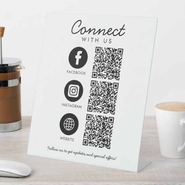 Signe De Table Connectez-vous aux médias sociaux américains QR Co (In SItu)