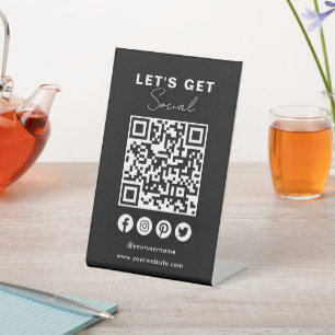 Signe De Table Connectez-vous aux médias sociaux américains QR Co