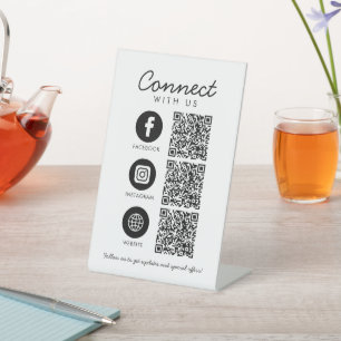 Signe De Table Connectez-vous aux médias sociaux américains QR Co