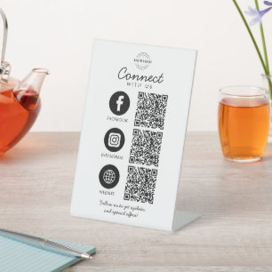 Signe De Table Connectez-vous avec nous 3 QR Code Business Compan